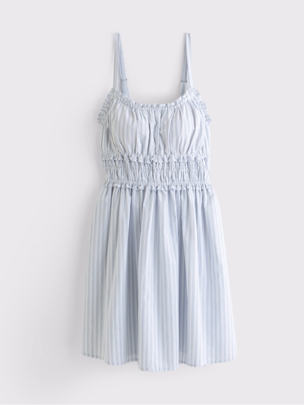 NWT Abercrombie Bra-Free Smocked Waist Blue Stripe Mini Dress - Picture 2 of 6